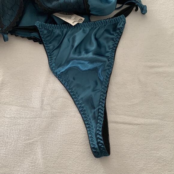 Cinema Etoile vintage lingerie medium large blue two piece cami teddi thong new - Picture 10 of 13